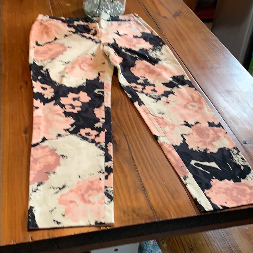 Talbots floral side zip ankle zip pants